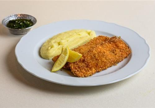 שניצל סלמון ופירה תפו''א