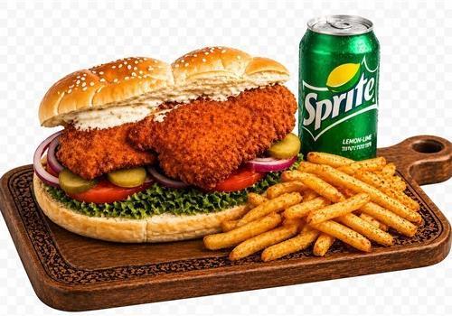 חלה שניצל + צ'יפס + שתיה לבחירה
