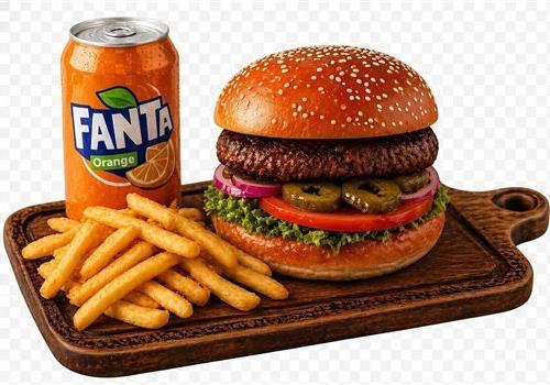 מבורגר אסאדו 200 גרם + צ'יפס + שתייה לבחירה