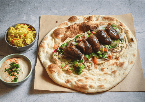 שיפוד לבבות הודו בלאפה