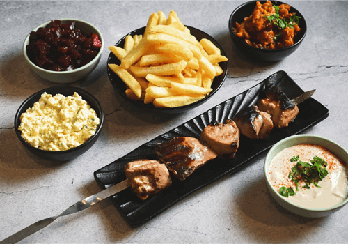 שיפוד כבד אווז במגשית