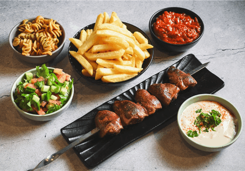 שיפוד לבבות הודו במגשית