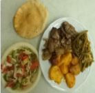 כבד עוף עם תפוח אדמה ושעועית ירוקה