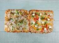 פיצה מלבנית עבה משפחתית ללא גלוטן + תוספות