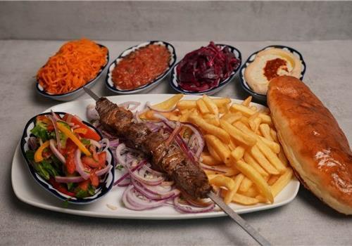 שיפוד  סטייק אנטריקוט 350 גרם + 2 תוספות 1/2 קילו