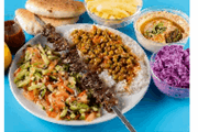 2 שיפודי לבבות עוף בצלחת + 2 תוספות