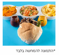 2 שיפודי לבבות עוף בפיתה עם צ'יפס