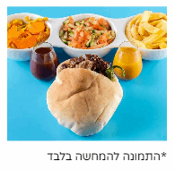 2 שיפודי אנטריקוט בפיתה עם צ'יפס