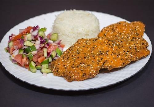 צלחת שניצל + אורז