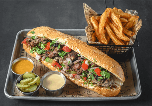 שיפוד קבב בבאגט